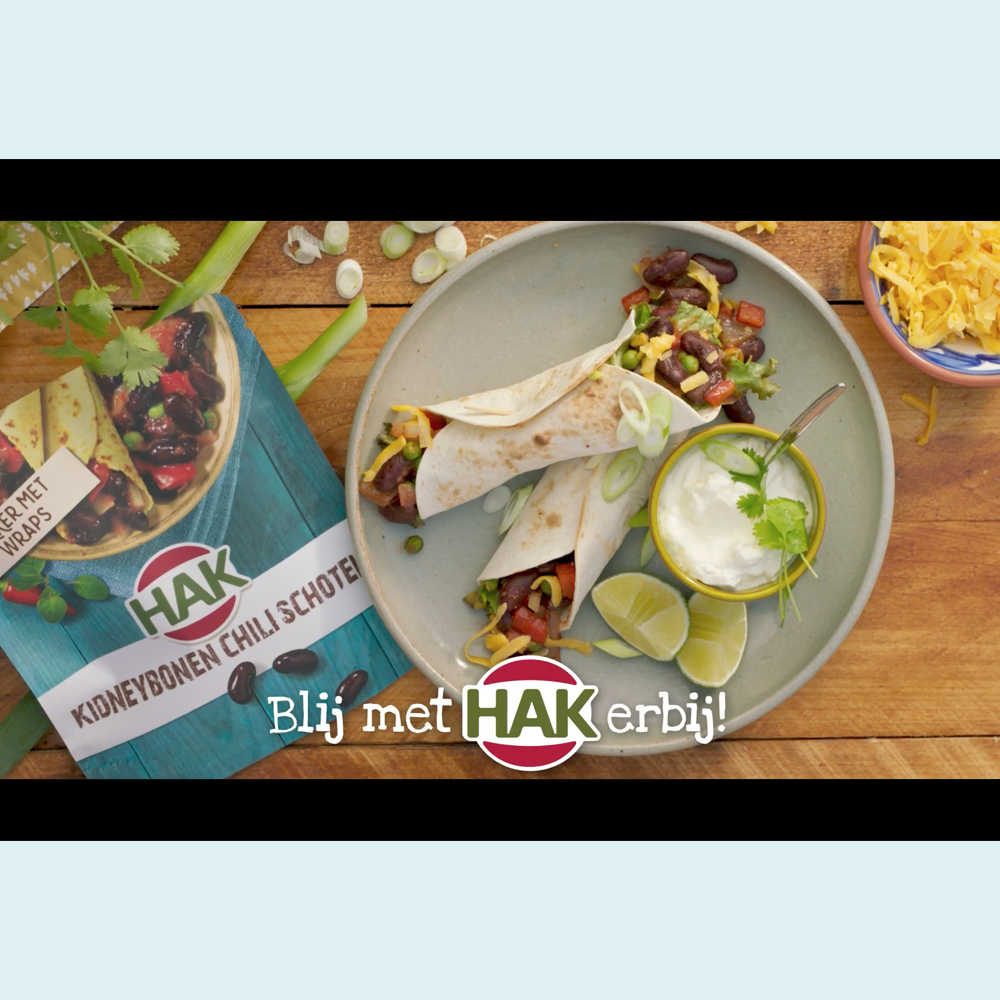 Foodstyling voor TV-commercial van HAK.