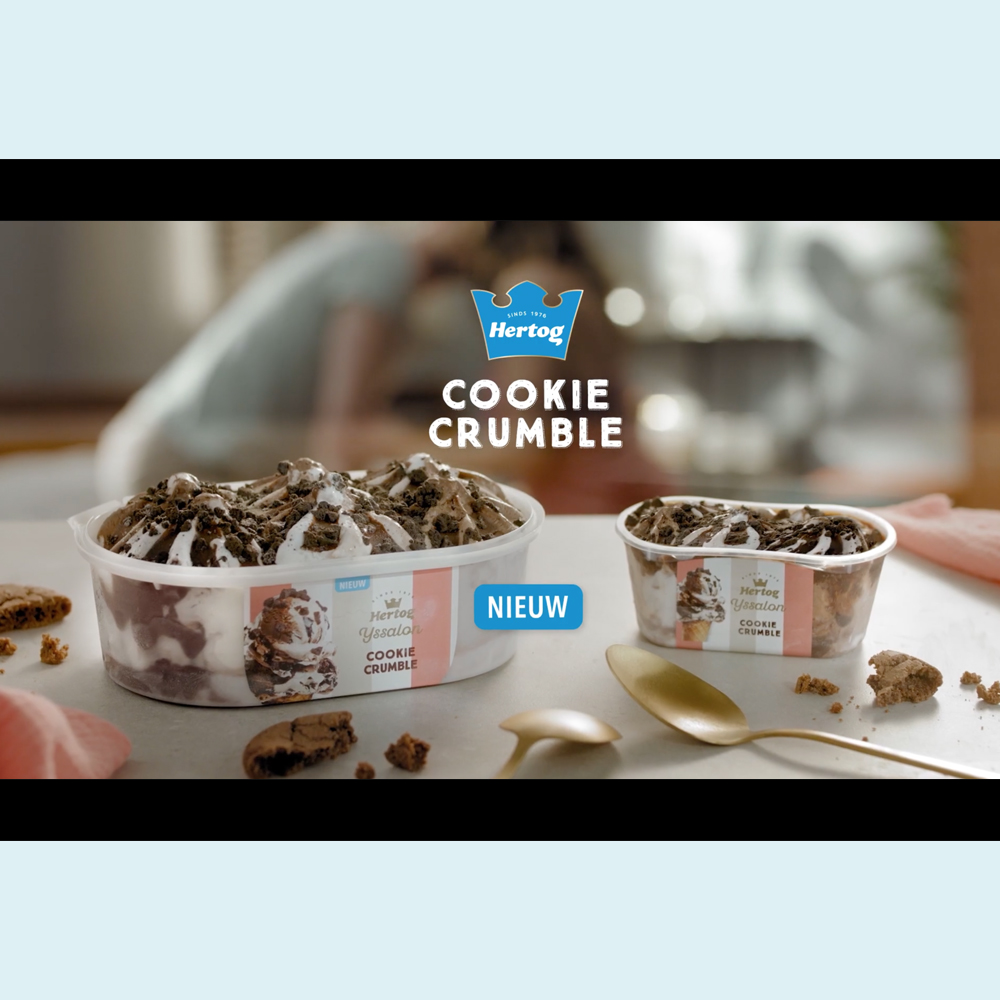 Foodstyling voor TV-commercial van Hertog IJs Cookie Crumble.