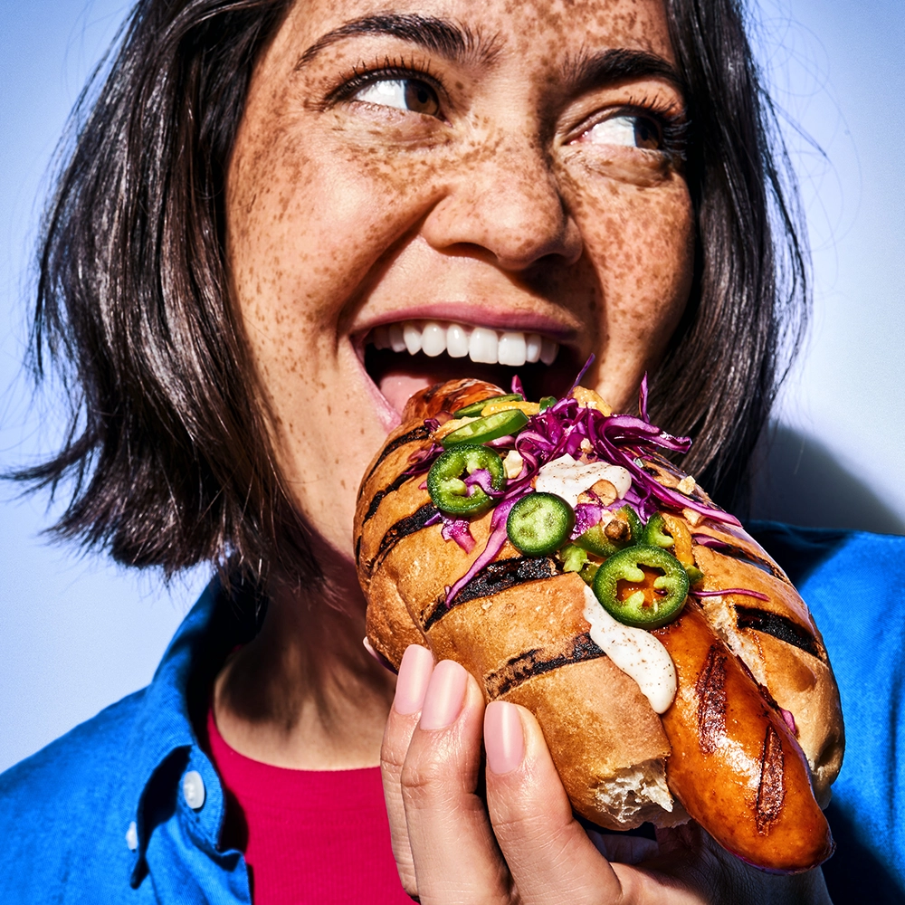 Art direction voor nieuwe beeldtaal van Inferno: Hotdog broodje van de bbq