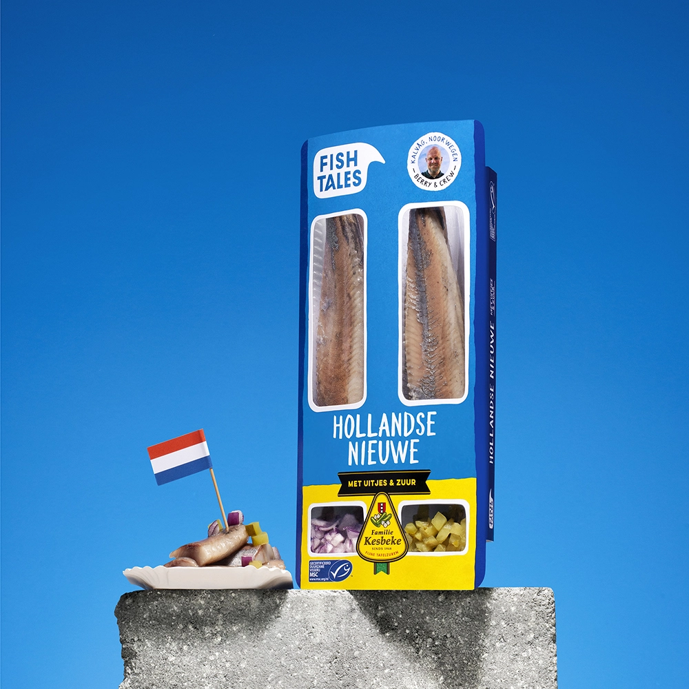 Art direction voor productfotografie van FishTales: Hollandse Nieuwe met Kesbeke zuur